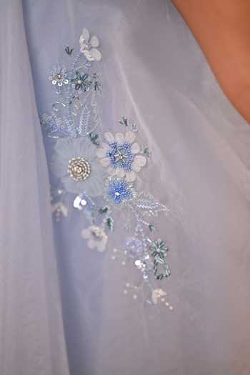 Shop_arani label_Blue Organza, Polyester Twilight Polly Dress _Online_at_Aza_Fashions
