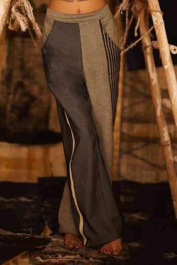 Banana Labs_Blue Denim Collared Chevron Print Shirt And Pant Set _Online_at_Aza_Fashions