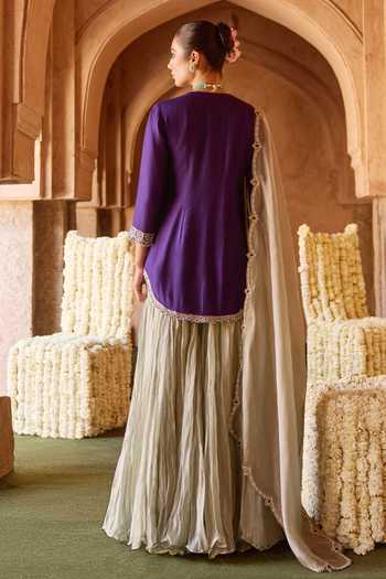 Charu And Vasundhara Tamiya Stonework Kurta Sharara Set 