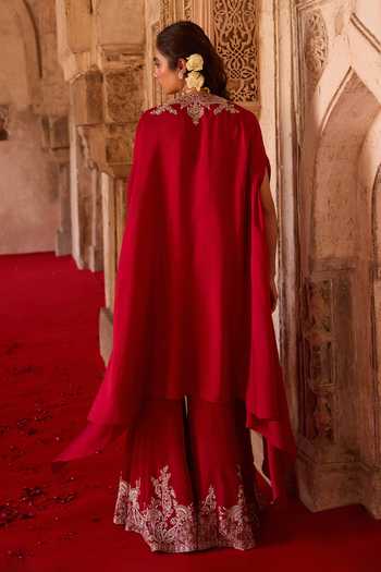 Charu And Vasundhara Tamanna Embroidered Cape Palazzo Set 
