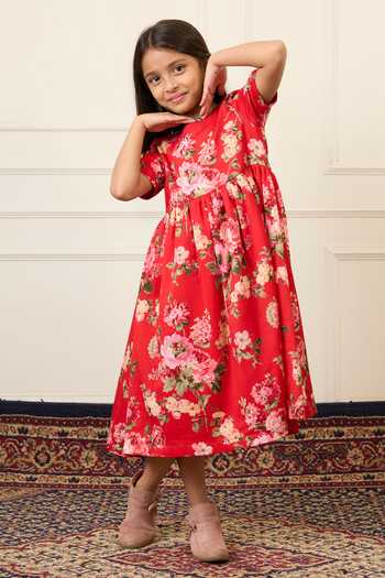 Mamma Plz Floral Print Gathered Dress 