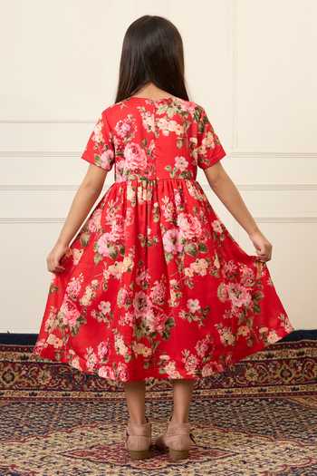 Mamma Plz Floral Print Gathered Dress 