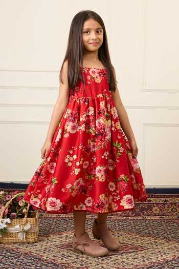 Buy_Mamma Plz_Red Chanderi Printed Dress 