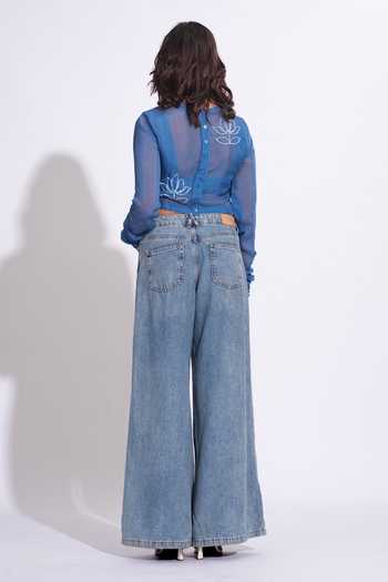 Shruti S Sequin Organza Crop Top & Bralette Set 