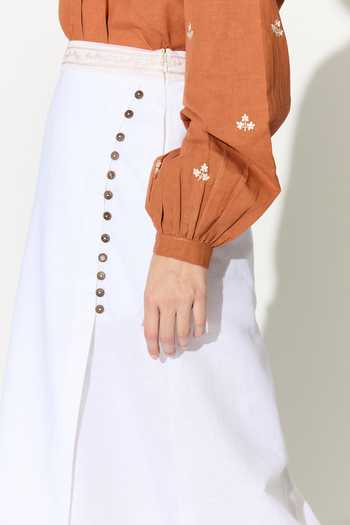 Shop_Koai_White Linen Long Skirt _Online_at_Aza_Fashions