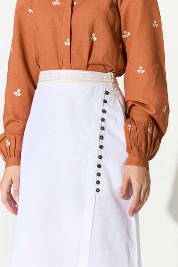 Buy_Koai_White Linen Long Skirt _Online_at_Aza_Fashions
