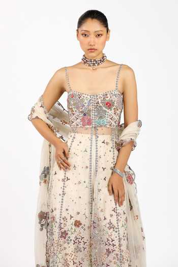 Buy_Aisha Rao_Ivory Tulle Square Neck Berisette Anarkali Set _Online_at_Aza_Fashions