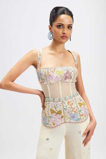 Shop_Aisha Rao_Ivory Dorin Georgette Jumpsuit _Online_at_Aza_Fashions