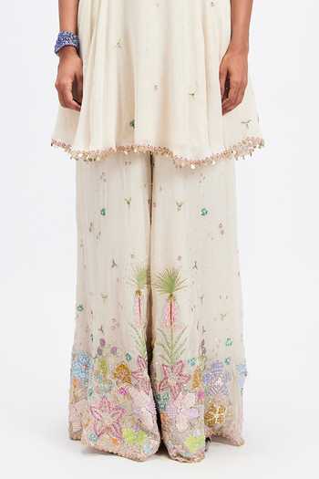 Buy_Aisha Rao_Ivory Georgette Square Neck Bleuciel Kurta Sharara Set _Online_at_Aza_Fashions