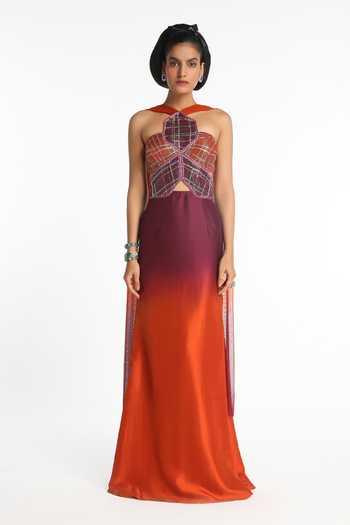 Aisha Rao Geranium Ombre Gown 