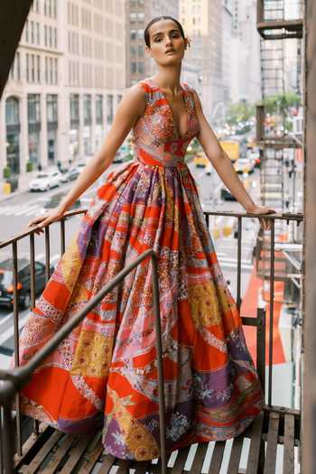 Aisha Rao Medisette Red Organza Gown 
