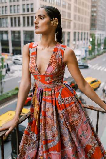 Aisha Rao Medisette Red Organza Gown 