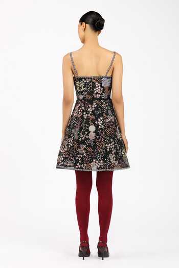 Aisha Rao_Black Tulle Sweetheart Neck Gracielle Babydoll Dress _Online_at_Aza_Fashions