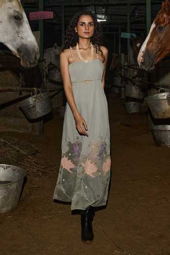 love, Kiki Sage Floral Embroidered Dress 
