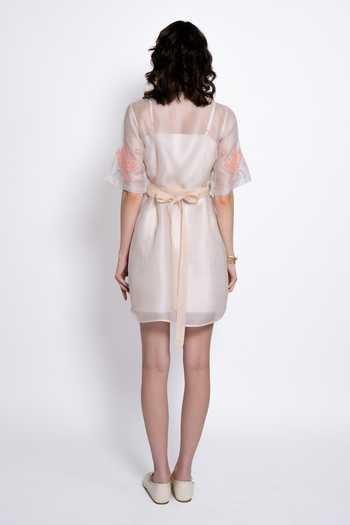 love, Kiki Ivory Amora Embroidered Shirt Dress 