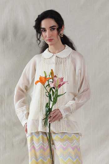 Dhaari Hand Painted Handwoven Cotton Silk Top & Slip 