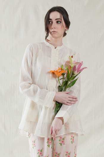 Dhaari Hand Painted Handwoven Cotton Silk Top & Slip Set 