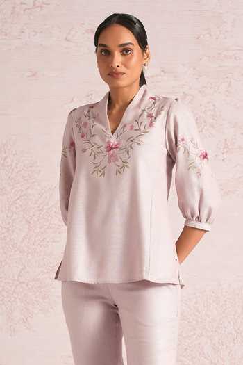 Kaveri Blush Vines Tree Embroidered Top 
