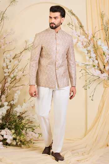 Buy_Kasbah_Multi Color Silk Embroidery, Zari Threadwork Bandhgala _Online_at_Aza_Fashions