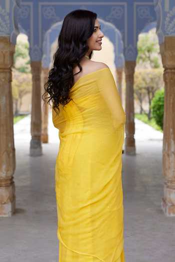 Geroo Jaipur Pre-Draped Chiffon Saree With Blouse 