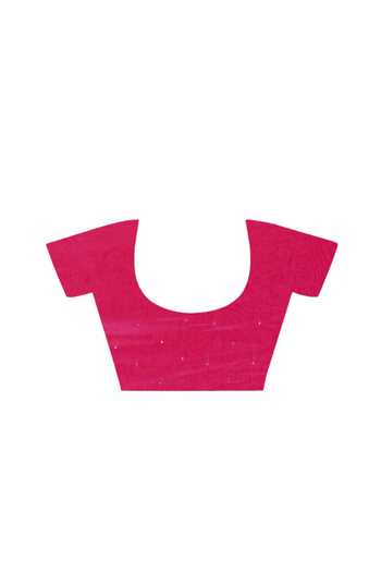 Buy_Geroo Jaipur_Pink Chiffon Square Neck Mukaish Pre-draped Saree With Blouse _Online_at_Aza_Fashions