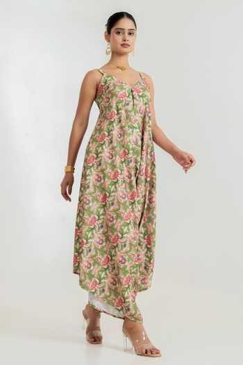 Pasha India Green Regal Floral Print Jumpsuit Online at Aza Fashions Pasha India_Green Regal Floral Print Jumpsuit _Online_at_Aza_Fashions