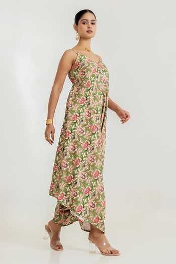 Buy Pasha India Green Regal Floral Print Jumpsuit Online at Aza Fashions Buy_Pasha India_Green Regal Floral Print Jumpsuit _Online_at_Aza_Fashions