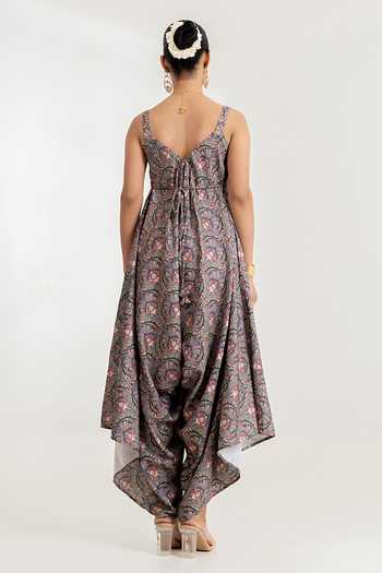 Shop_Pasha India_Black Botanica Print Jumpsuit _Online_at_Aza_Fashions