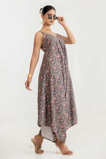 Buy_Pasha India_Black Botanica Print Jumpsuit 