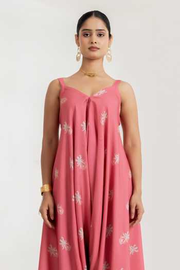 Buy_Pasha India_Pink Dusty Rose Print Jumpsuit _Online_at_Aza_Fashions