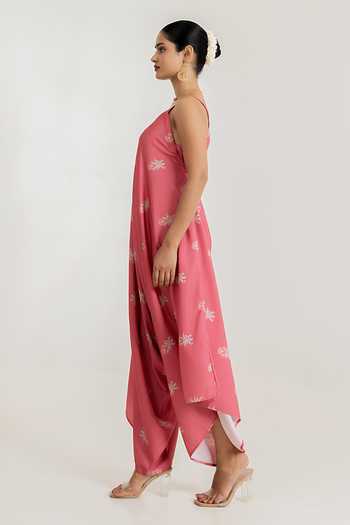Pasha India_Pink Dusty Rose Print Jumpsuit _at_Aza_Fashions