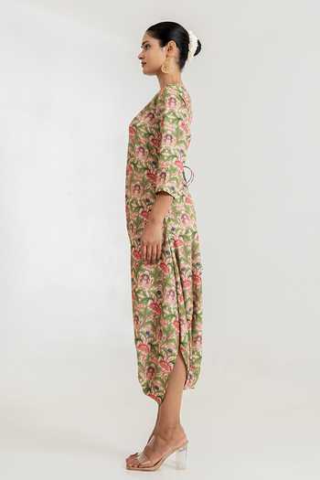 Pasha India_Green Regal Printed Dhoti Jumpsuit _Online_at_Aza_Fashions
