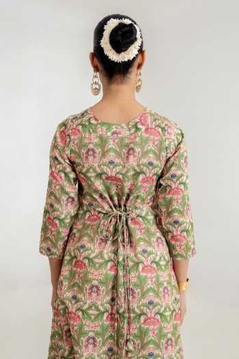 Pasha India_Green Regal Printed Dhoti Jumpsuit _at_Aza_Fashions