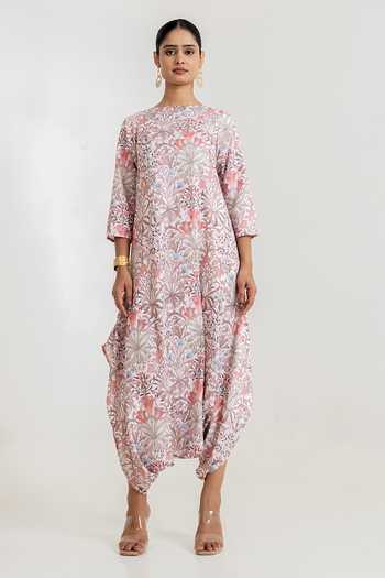 Buy_Pasha India_White Garden Print Dhoti Jumpsuit _Online_at_Aza_Fashions