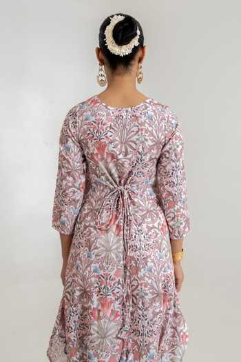 Pasha India_White Garden Print Dhoti Jumpsuit _at_Aza_Fashions