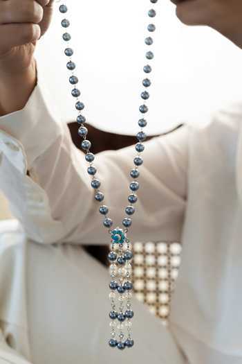 Do Taara_Grey Pearl Tassel Necklace _Online_at_Aza_Fashions