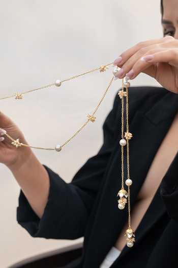 Buy_Do Taara_Gold Plated Layered Tassel Pearl Necklace _Online_at_Aza_Fashions