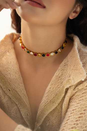 Buy_Do Taara_Multi Color Navrattan Sleek Necklace _Online_at_Aza_Fashions