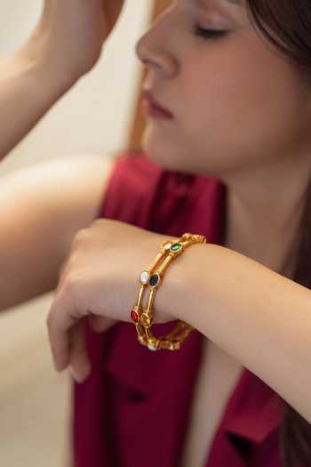Do Taara_Multi Color Navrattan Bangles - Set Of 2 _Online_at_Aza_Fashions