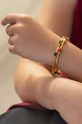 Buy_Do Taara_Multi Color Navrattan Bangles - Set Of 2 _Online_at_Aza_Fashions