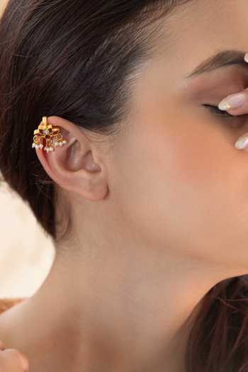 Do Taara Kundan & Pearl Pair Of Ear Cuffs 