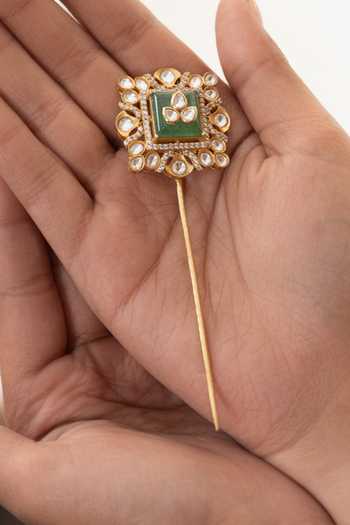 Buy_Do Taara_Green Mint Polki Hair Pin 