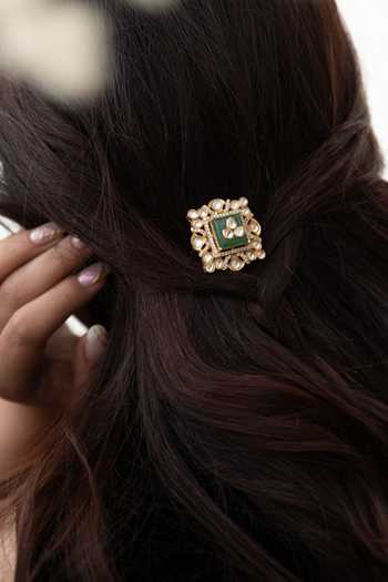 Shop_Do Taara_Green Mint Polki Hair Pin 