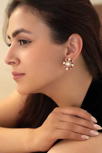 Do Taara Pink Polki Stud Earrings 
