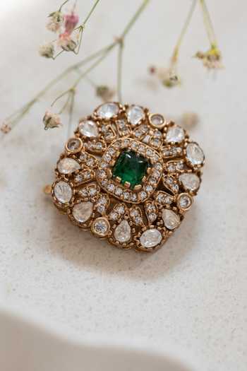 Do Taara Green Polki Braid Pin 