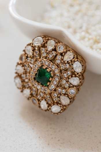 Buy_Do Taara_Green Polki Braid Pin _Online_at_Aza_Fashions