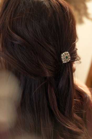 Do Taara_Green Polki Braid Pin _at_Aza_Fashions