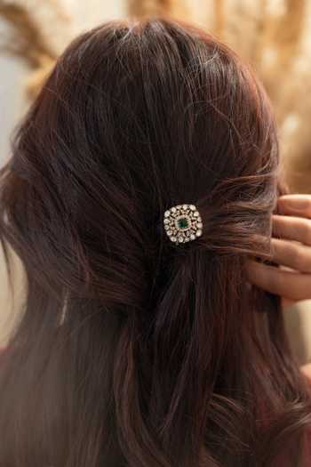 Do Taara Green Polki Braid Pin 