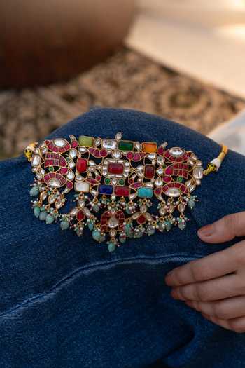 Do Taara Navrattan Kundan Choker Necklace 