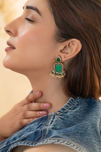 Do Taara Doublet Stone Studded Drop Earrings 